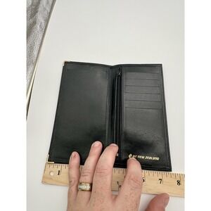 Air New Zealand Wallet Checkbook Cover Black Leather Zipper‎ Pocket Card Slots